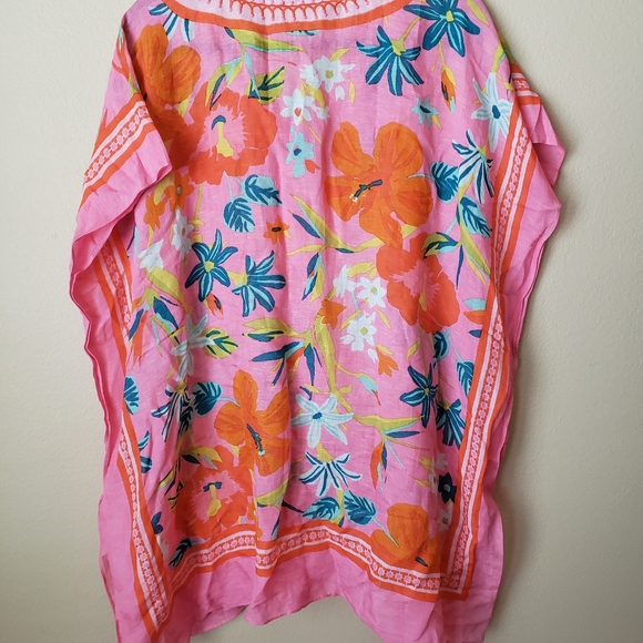 Spartina Swim Boho Embroidered Linen Blend Coverup One Size - Picture 3 of 4